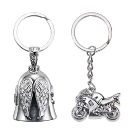 1 Piece Of Bell Key Chain, 1 Piece Of Motorcycle Key Chain, Angel Wings Bell Buckle, Motorcycle Bell Pendant, Retro Punk Wind Bell, Lucky Riding Bell