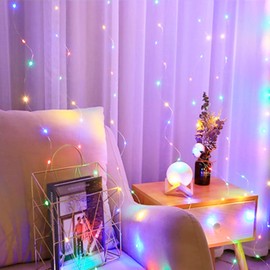 LITYBY Curtain Fairy Lights, 3m×3m 300LED Fairy Lights for Bedroom, 8 Modes Curtain String Lights with Remote Control, Christmas Lights for Bedroom, Garden, Party, Wedding Decorations (Multi-coloured)