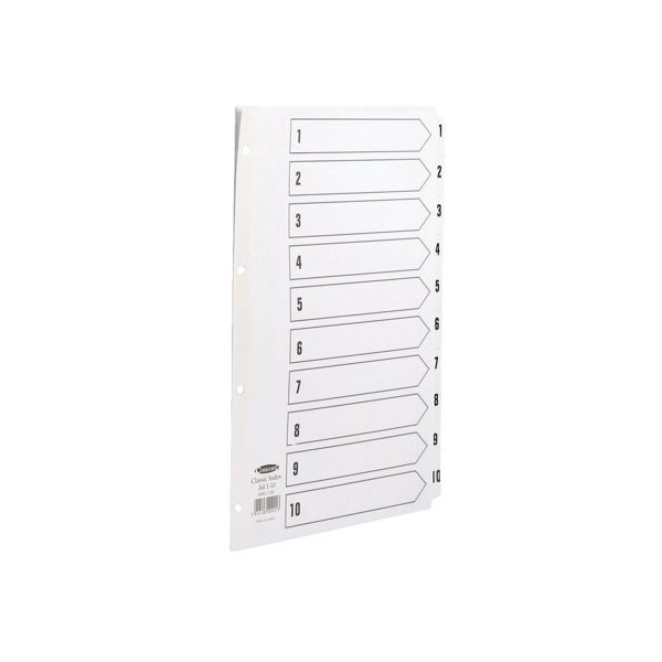 Concord Classic Index Mylar-reinforced Punched 4 Holes 1-10 A4 White