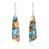 Desnuage Colorful Natural Stone Dangle Earrings for Women Bohemian Silver