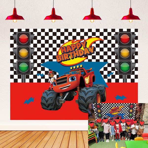 Monster Truck Toile de Fond pour Garçons et Enfants Monstre Thème Photographie Décorations De Fête D'anniversaire Studio Table Fournitures Stand Bannière
