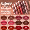 Set 3 Labiales Matte Larga Duración Maquillaje Waterproof Juego de