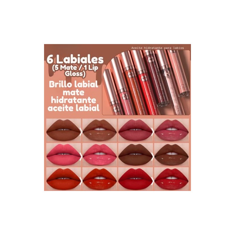 Set 3 Labiales Matte Larga Duración Maquillaje Waterproof Juego de