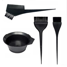 Hair Dye Mixing Bowl and Brush Set, 4-Piece Professional Colouring Tools, Black