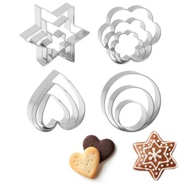 Moldes Galletas Reposteria Acero Inoxidable Cocina 12pcs,Cortantes,Moldes Galletas Reposteria Acero Inoxidable Cocina 12pcs,Figuras Moldes Para Cortar Galletas Estrella, Corazón, Flor Acero