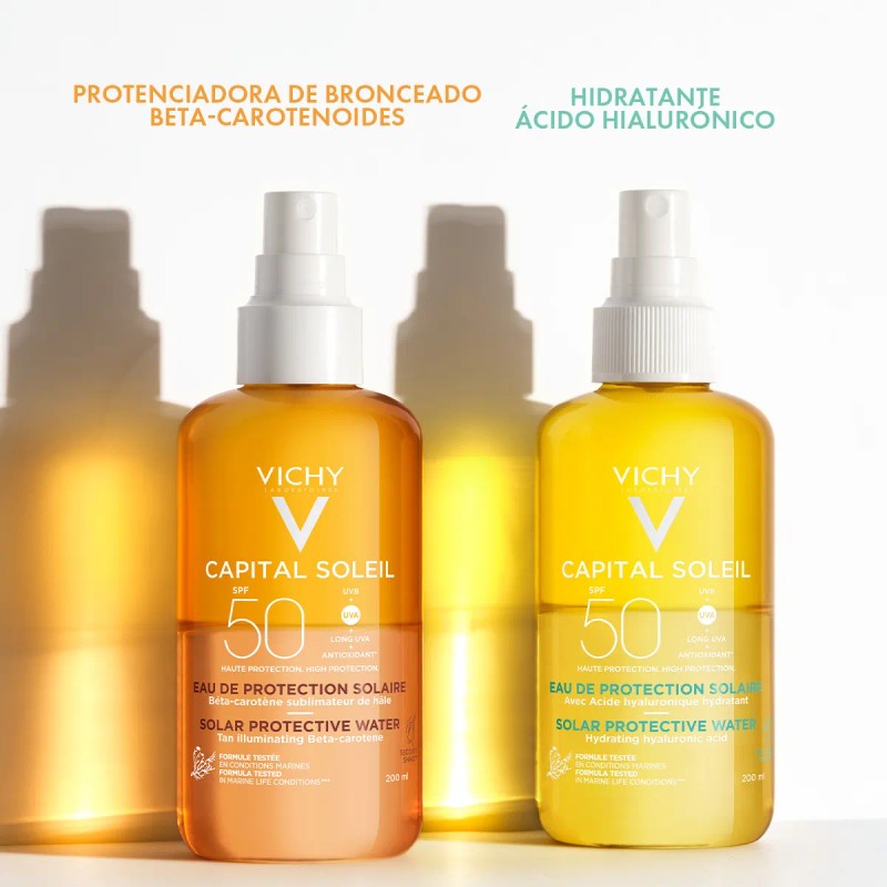 Agua Solar Protectora Corporal Hidratante con Ácido Hialurónico y Vitamina