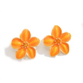 Flower Earrings for Women Color Boho Statement Earring Unique Trendy Floral Earrings Spring Jewelry (orange)