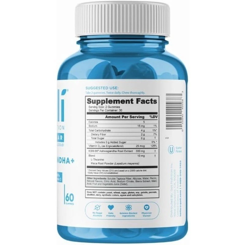 3-pcs Goli Zero Sugar Ashwagandha & Vitamin D, Maca, L-Theanine