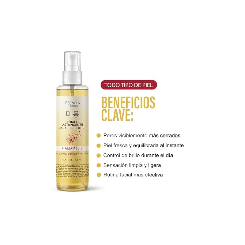 Tónico Facial de Hamamelis – Calma, Equilibra y Refresca –