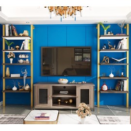 DKLGG Wall Mounted Bookcase, Industrial Ladder Bookshelf, 5-Tier Mounted Book Shelf Metal Frame Open Display Rack, Standing Leaning Ladder Storage Shelves ​for Living Room, Bedroom, Balcony, Office