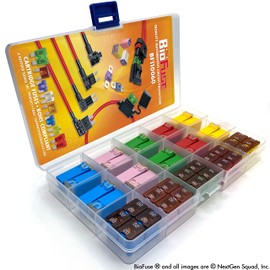 BioFuse JCASE & LP (Low Profile) JCASE 40-Piece Commercial Cartridge Fuse Assortment 20A 30A 40A 50A 60A (4 Each). Fits Most: Nissan, Toyota, Chrysler, Dodge, Chevy, GM, and Ford