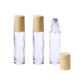 10ml/0.34oz Glass Essential Oil Roll-on Vial Bottles Cosmetic Makeup Perfume Lip Gloss Storage Holder Packing Container Beauty Tool Pack of 3 Clear