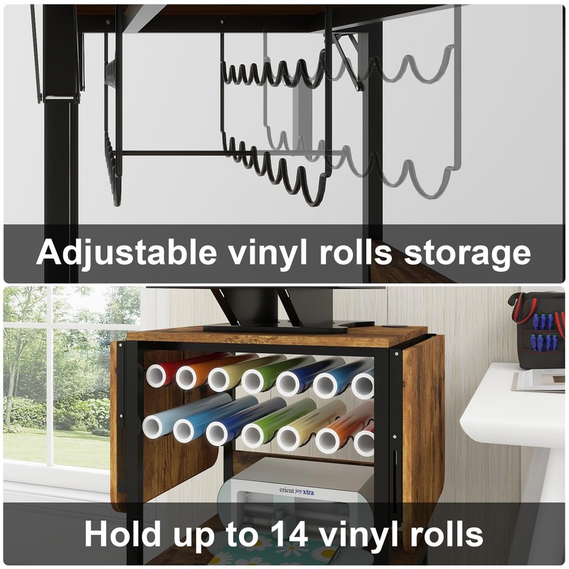 PUNCIA 3 Tier Movable Heat Press Table with Vinyl Roll