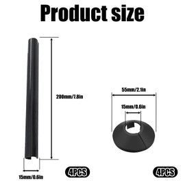 Pack of 4 Black 15mm Radiator Pipe Hole Covers – Durable Radiator Pipe Hole Plugs for Easy Installation – Perfect for Home and Office Use