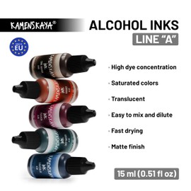 Alcohol Ink Set #9: Matched Color Combination of Alcohol Inks, 4 pcs. 0.51 fl oz (15 ml) Each