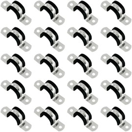20 PCS Rubber Cushioned U Shaped Pipe Clamps,Stainless Steel Rubber Lined U Clips (M25)