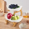 QIUTMER 2 Tier Ceramic Fruit Basket Fruit Bowl for Kitchen