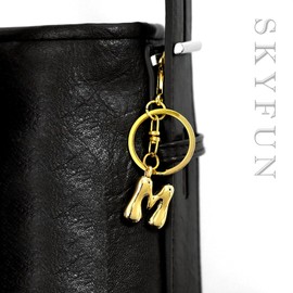 SKYFUN Gold Letter Keychain for Women Cute Bubble Initial Keychain Charms for Purses Bags Handbags Wallet Backpack Accessories, Gold S