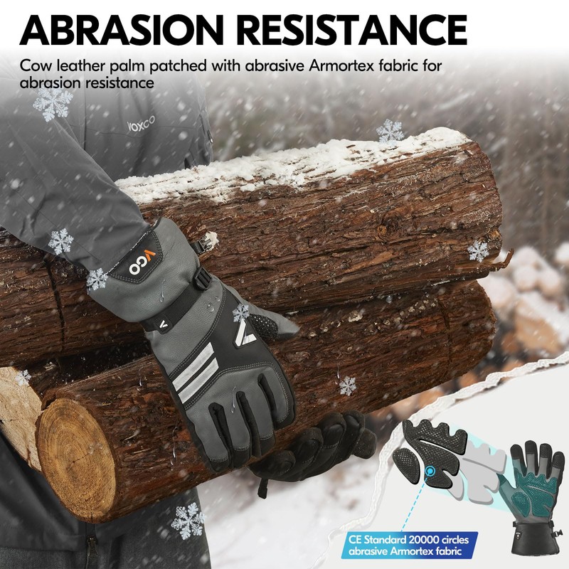 Vgo... 1 Pair -20℃/-4°F Waterproof Winter Work Gloves Cold Weather