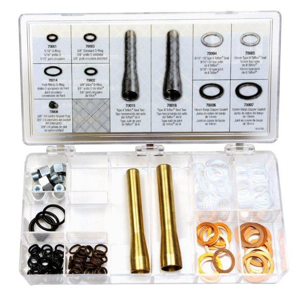 Edelmann 70013 Power Steering O-Ring, Teflon Seal, and Copper Washer Assortment with Tools