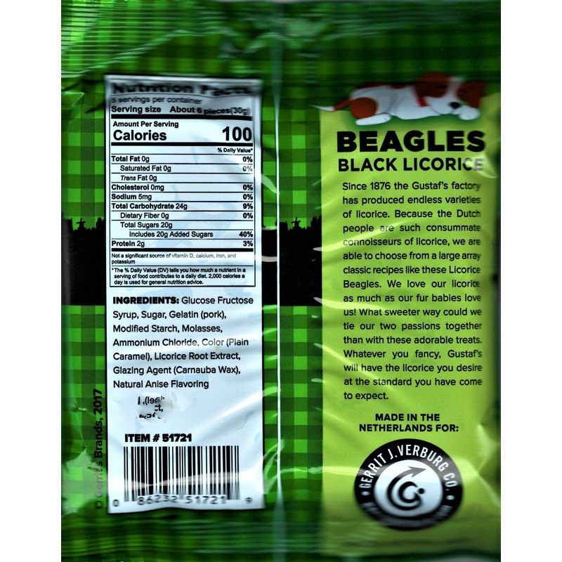 Gustaf’s Dutch Licorice Beagles Gummy Candy, 5.29 oz bag