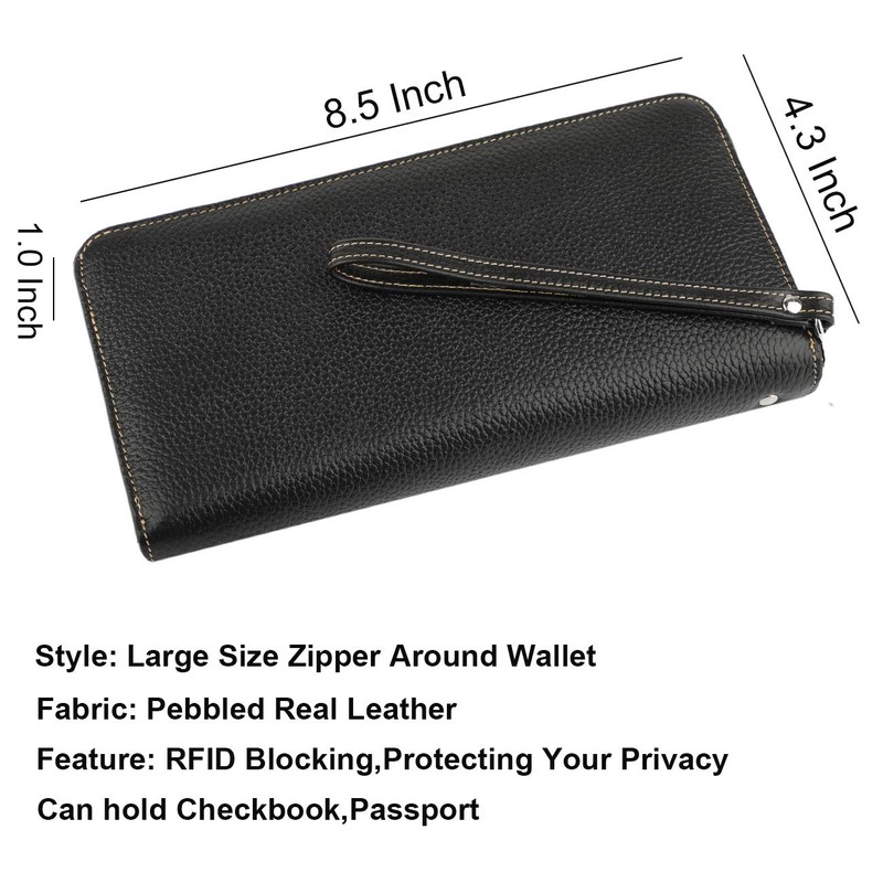 Lavemi Women's RFID Blocking 100% Leather Large Capacity Zip Around