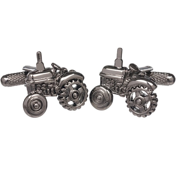 A Pair of Burnished Silver Colour Farm Tractor Shirt Cufflinks