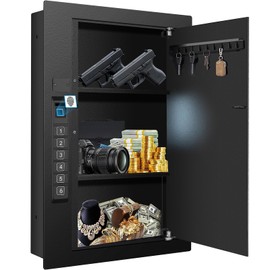 LANGGER V LANGGER V Biometric Wall Safe, Hidden Fingerprint Security Wall Safe, In Wall Safe Between Studs, Upgraded Biometric/Keypad/Key Access, Secure Handgun, Documents, Jewelry, Valuables