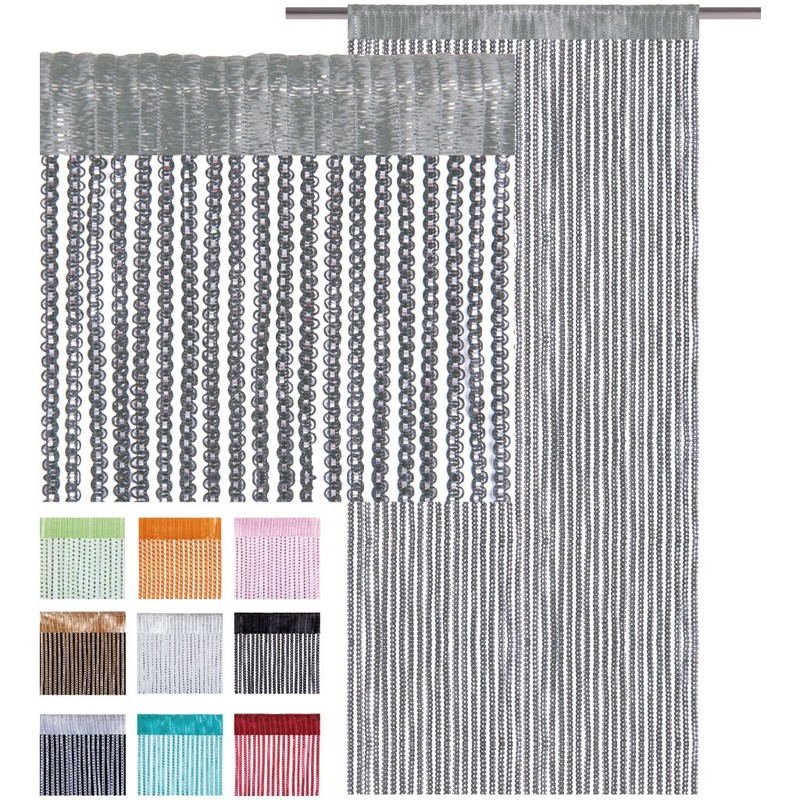 String curtain with pull-through bars, lurex-look curtain, elegant and stylish