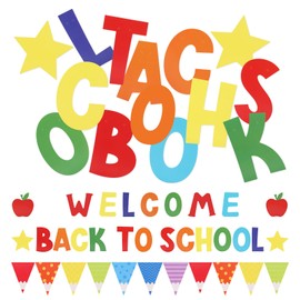 34 PCS Welcome Back to School Banner - Happy 9.78 Feet Pennant Sign Reusable Classroom Decoration with Vibrant Colors & Durable Material for First Day Kindergarten Preschool Party