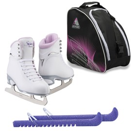 Jackson Ultima Finesse JS181 Figure Ice Skates for Women Bundle with Guardog Skate Guards, Jackson Skate Bag JL350 / Skates Color: Purple/Width: Medium/Size: Youth 12 (Kid's)
