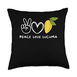 Peace, Love And Lucuma Retro Lucuma Fruit Food Lover Throw Pillow, 18x18, Multicolor