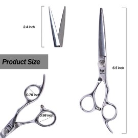 MIKI WELL Barber Scissors 6.5” Professional Barber Hairdressing Tools, Right Hand Razor Edge Haircutting Scissors, Exquisite Stainless Steel, Suitable for Home Salons (Silver Hair Cutting Scissors)