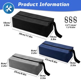 Gobiufy 3 Pcs Multipurpose Zipper Small Tool Bags Set, Small Tool Pouches with 3 Hanging Buckles Waterproof Tools Pouch Tools Organisers Storage Bags for Organising Screwdrivers Wrenchs Brushes