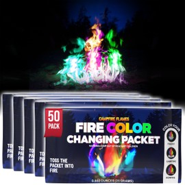Fire Color Changing Packets (50 Pack) - Premium Campfire Accessories for Outside - Perfect for Any Campfire, Camping Games for Adults, Bonfire Color Changing Packets - Compatible with Wood