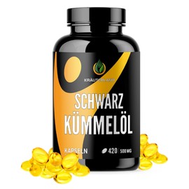 Kräuterland 420 Black Cumin Oil Capsules High Dose (Nigella Sativa) Cold Pressed and Filtered 1000 mg Daily Dose German Premium Quality
