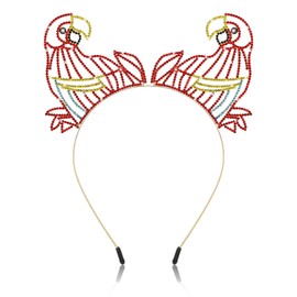 KIUEZIR Gold Plated Parrot Hairband with Crystal Accents - Non-Slip Ends Headband for Women Girls, Stylish Fashion Hair Accessory for Women, Party, Prom, and Everyday Use