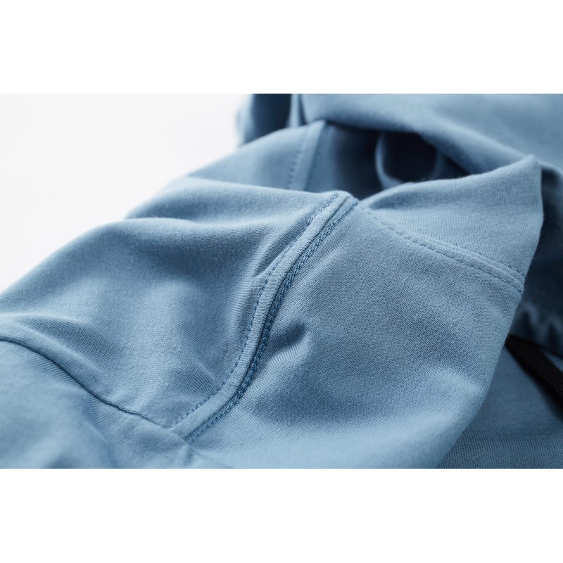 KLIEGOU Men's Hipster Hip Hop Hoodie cotton T-shirt Light Blue