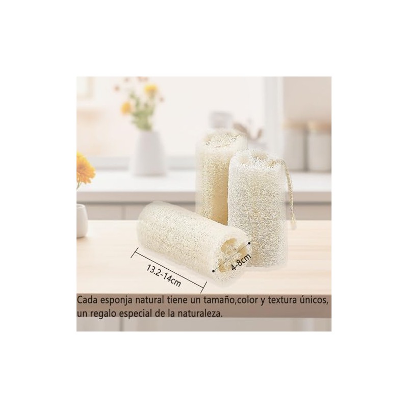 3 Piezas Esponja Natural de Lufa, Exfoliante Corporal Lumbor37, Cepillo