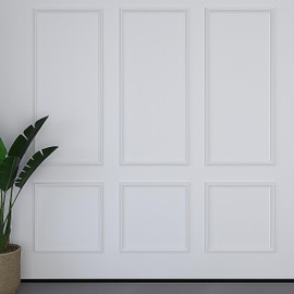 Peel and Stick Wall Panels – Pre-Cut, Paintable DIY Decorative Wall Molding Kit – Modern Interior Wall Panels for Home & Office Décor (6 Frames)