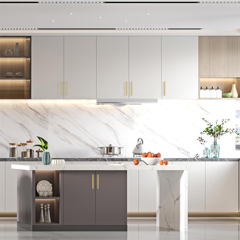 Asidrama 10 Pack 5 Inch(128mm) Brushed Gold Kitchen Cabinet Handles,