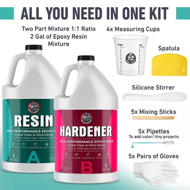 Beast Bond Epoxy Resin 2 Gallon Kit, High-Performance Table Top