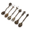6 Pcs/Set Vintage Carved Coffee Spoons Teaspoons Retro Zinc Alloy