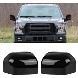 Geartronics For 2015-2020 Ford F150 Top Glossy Black Replacement Mirror Covers Caps F-150