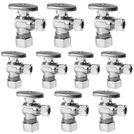 GUOFIS GUOFIS 10 Pack Angle Stop Valve,1/4 Turn Water Shut Off Valves,1/2" Nominal (5/8" OD) Compression Inlet x 3/8" OD Compression Outlet Shut-off Valve for Bathroom Toilet Kitchen Shower Plumbing