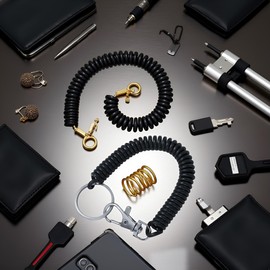 Black Coil Springs Keychain,Spiral Retractable Spring Coil Keychain,Cellphone Snap Hook Holder Coil Cord Key Chain Holder,for Keys Wallet,Jewelry Finding, Men's Women's Keyrings and Keychains