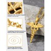 U7 18K Gold Plated, Caduceus Pendant & Rolo Chain Necklace,