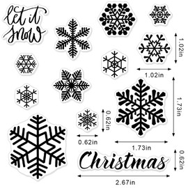 Christmas Snowflake Clear Stamps for Card Making Decoration and Scrapbooking Supplies, Xmas Theme Blessing Words with Sentiment Transparent Rubber Stamps for Paper Card Photo Album Crafting Supplies