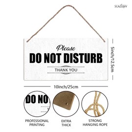 SCAZOMV Please Do Not Disturb Thank You Wood Sign Decor Funny Rustic Wood Front Door Sign Vintage Wall Hanging Plaque Porch Yard Studio Office Home Farmhouse Decor 10''x 5''