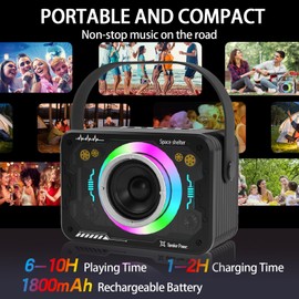 Karaoke Machine, Wireless Karaoke Microphone with Disco Lights, Portable Bluetooth Speaker, Singing Machine with PA System for Adults Kids, Supports AUX/USB/TF for Home Party (Black)